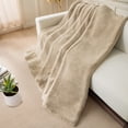 thumbnail image 6 of Eurhowing 51"×63" Fleece Throw Blanket for Couch, Super Soft Cozy Ribbed Blankets, Warm Fluffy Microfiber Bed Sofa Decor Blanket, Camel, 6 of 10