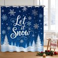 thumbnail image 3 of Duangreer White Christmas Snowflake Shower Curtain, Winter Xmas Navy Blue Pine Tree Bathroom Decor with Hooks, Waterproof, 47x64 inch, 3 of 5