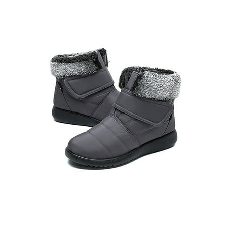 

Kesitin Women Warm Ankle Boots Slip On Plush Lined Round Toe Flat Outdoor Casual Shoes US 4-12