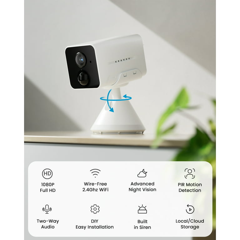 ieGeek Indoor Security Camera Wireless WiFi, 1080P FHD, 30ft Clear Night  Vision, Siren and APP Alert, Human Detection, Portable Wireless Outdoor  Security Cameras (Supports Only 2.4GHz) 