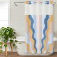 thumbnail image 3 of Blue Yellow Ombre No Hook Shower Curtain Waterproof,Bathroom Curtains with Snap in Liners and See Through Top Window,Modern Geometric Moire Abstract Art Hotel Style Bathtub Curtains Shower 36"Wx72"L, 3 of 8