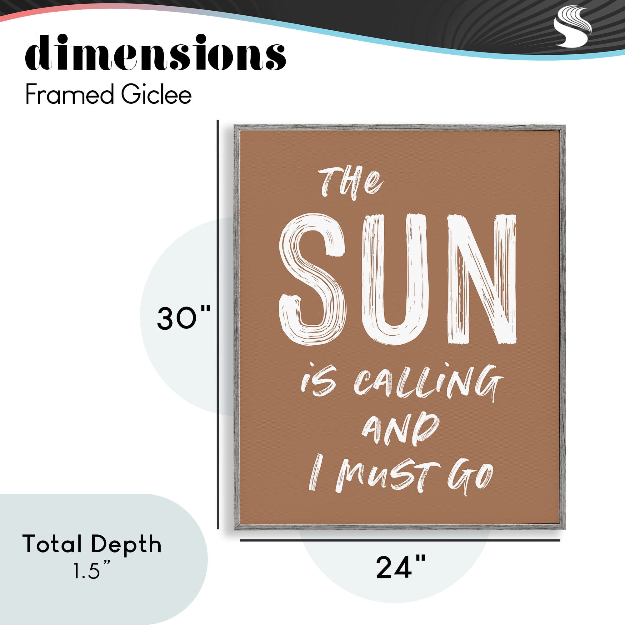 Sun Is Calling Must Go Gray Framed Giclee Art, design by Lettered and Lined