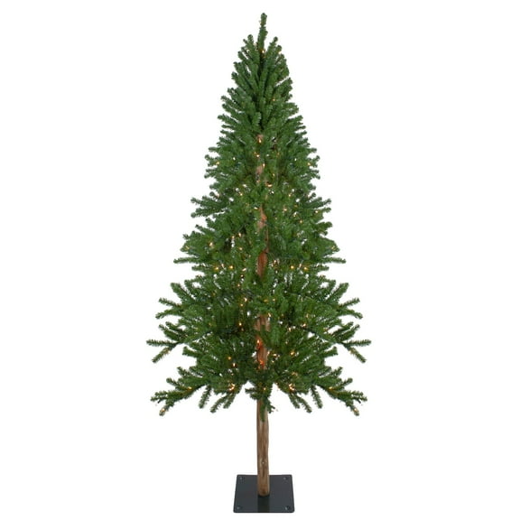 Pre-Lit Medium Alpine Artificial Christmas Tree - Clear Lights 7 Foot