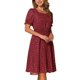 thumbnail image 4 of Vestido de Cuello Cuadrado INSPIRE CHIC para Mujeres, con Estrellas Metálicas, Manga Corta, Corte A, Cintura Elástica, Midi, Talla XL, Rojo Oscuro, 4 of 6