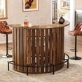 thumbnail image 3 of Finmind 39.4" H 4-Tier Bar Table with Footrest, Arc-Shaped Modern Wine Bar Cabinet for Home Pub, Living Room, Small Spaces, Rustic Brown & Black, 3 of 7