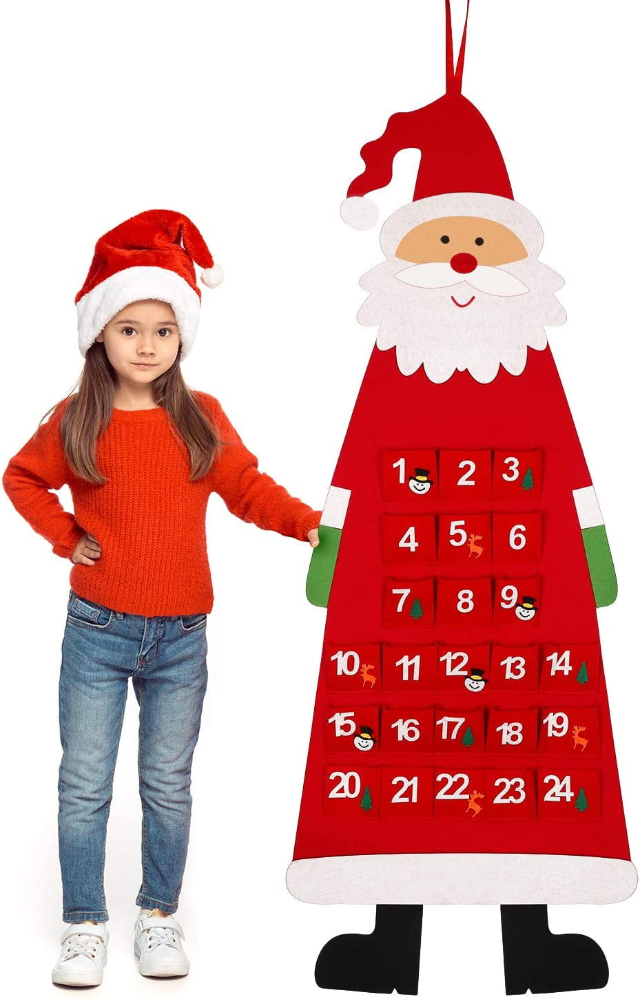Felt Christmas Advent Calendar 2022, 3.44ft Wall Santa Advent Calendar