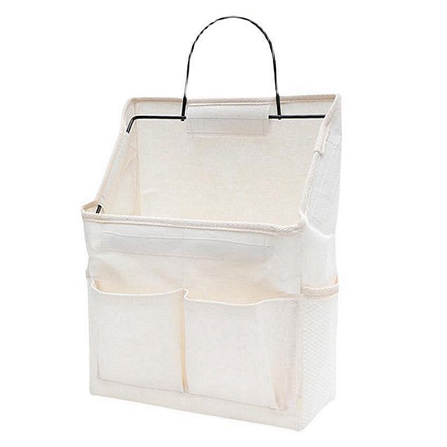 Toystoory Almacenamiento colgante de algodón y lino, práctico y elegante, fácil de organizar, tipo colgante, parte colgante Almacenamiento y organización del hogar blanco