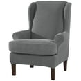 thumbnail image 1 of 2 Piece Stretch Wingback Chair Cover Jacquard Wing Chairs Slipcover with Elastic Bottom Light Grey One Size, 1 of 8
