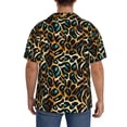 thumbnail image 3 of Lsque Teal Leopard print Men's Cuban Collar Short Sleeve Shirt Summer Beachwear Casual Button Down Fashionable Vacation Leisure Shirt-Medium, 3 of 7