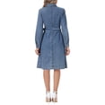 thumbnail image 3 of INSPIRE CHIC Denim Dress for Women's Back to School Long Sleeve Button Down A-Line Belted Classic Jean Dresses M Grey Blue, 3 of 6