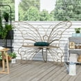 thumbnail image 5 of HLR Outdoor Bench with Butterfly Inspired Pattern, 50" Metal Frame Patio Garden Chair Cast Iron, Brown, 5 of 8