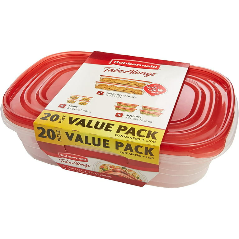 Rubbermaid Take Alongs Containers, with Lids, Large Rectangle, 1 Gallon, Plastic Containers