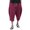 Wine Red, variant on Mens Cotton Linen Harem Capri Pants Drawstring 3/4 Shorts Casual Beach Yoga Hippie Thai Pants Navy