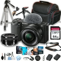 Sony ZV-E10 Mirrorless Camera with 16-50mm Lens   64GB Memory   Case  Steady Grip Pod   Tripod  Software Pack   More (30pc Bundle)
