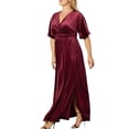 thumbnail image 3 of SpringTTC Womens Plus Size Party Cocktail Ball Gown V-Neck Short Sleeve Pleated Maxi Dresses, 3 of 4