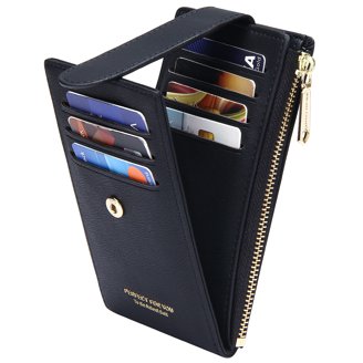 Women's PU Leather Small Wallet With RFID Blocking - Card Case & Coin Pocket, Keychain Included