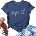 thumbnail image 4 of HCYSFG Women's Meow Cat Graphic Top Crewneck Short Sleeve Casual Fashion T Shirts Summer Daily Wear Trendy Activewear Everyday Tee, 4 of 5