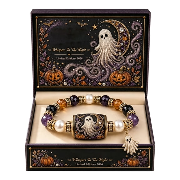 Halloween Beaded Bracelet with Gift Box Stretch Glass Mix Jewelry for Women Girls Birthday Present Packaging