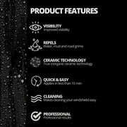 Cerakote Ceramic Glass Coat Protectant Kit, Rain Repellent Hydrophobic Windshield Coating, 4-Wipe Kit