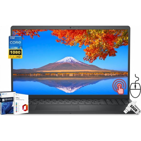 Dell Inspiron 15 Touchscreen Laptop Computer, Lifetime Office & Win 11 Pro, 15.6" FHD Display, Intel 10-Core i5-1235U, 16 GB RAM, 512 GB SSD, Intel UHD Graphics, SD Card Reader, HDMI, w/Accessories