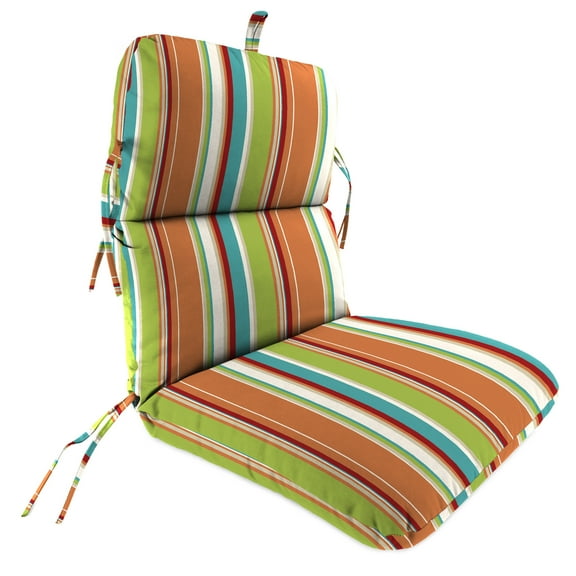 Jordan Manufacturing 45" x 22" Covert Breeze Multicolor Stripe Rectangular Outdoor Chair Cushion with Ties and Hanger Loop