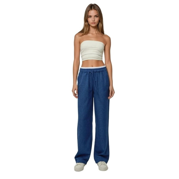 Wide Leg Elastic Waist  Pants