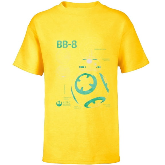 Star Wars BB-8 Astro Droid Blueprint - Short Sleeve T-Shirt for Kids - Customized-Yellow