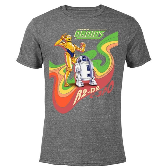 Star Wars Droids The Adventures of R2-D2 & C-3PO Retro Swirl - Short Sleeve Blended T-Shirt for Adults - Customized-Dark Heather