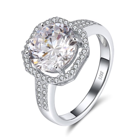 Halo Bridal Engagement Ring for Women 4 CT CZ Sterling Silver Ginger Lyne Collection