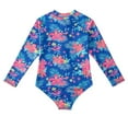 thumbnail image 5 of 2 Pack Girls Long Sleeve Rash Guards One-Piece Swimsuit with Hairband Bathing Suit Swimwear 2-10T, 5 of 7
