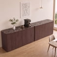 thumbnail image 2 of Hvoonc 2-Piece Fluted Sideboard Buffet Cabinets with Storage and 4 Push-to-Open Doors, Modern Faux Marble Look Credenza Cabinet for Dining Room Entryway, Walnut Brown, 2 of 9