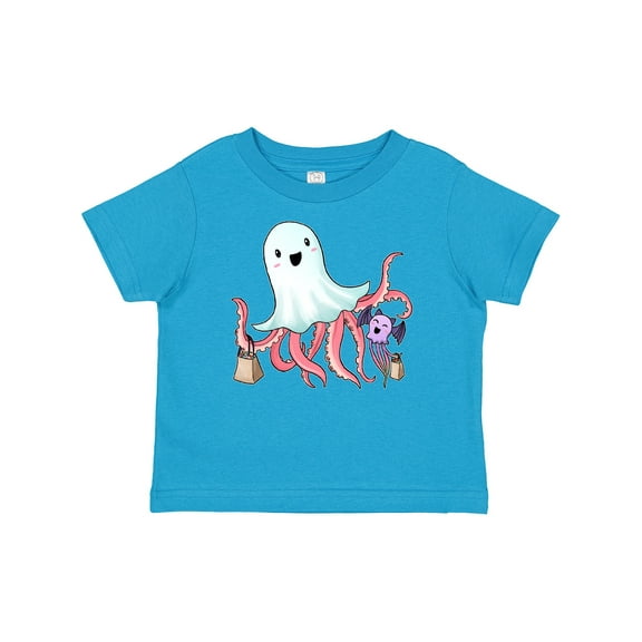 Inktastic Cute Ghost Octopus Trick or Treating with Bat Boys or Girls Baby T-Shirt