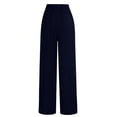 thumbnail image 4 of Wide Leg Pants Women Straight Elastic High Waisted Work Slacks Business Casual Pleated Dress Pants Trousers Dark Blue XL, 4 of 4