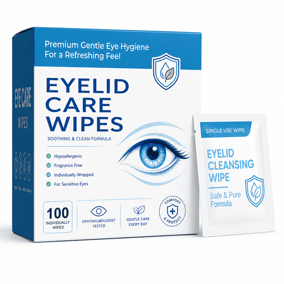 Kodiake Eyelid Cleansing Wipes 100 Count, Hypoallergenic Eye Makeup Remover and Daily Hygiene Pads for Sensitive Eyes, Fragrance Free