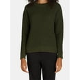 thumbnail image 4 of Time and Tru Women's and Women's Plus Waffle Stitch Sweater with Long Sleeves, Midweight, Sizes XS-4X, 4 of 5