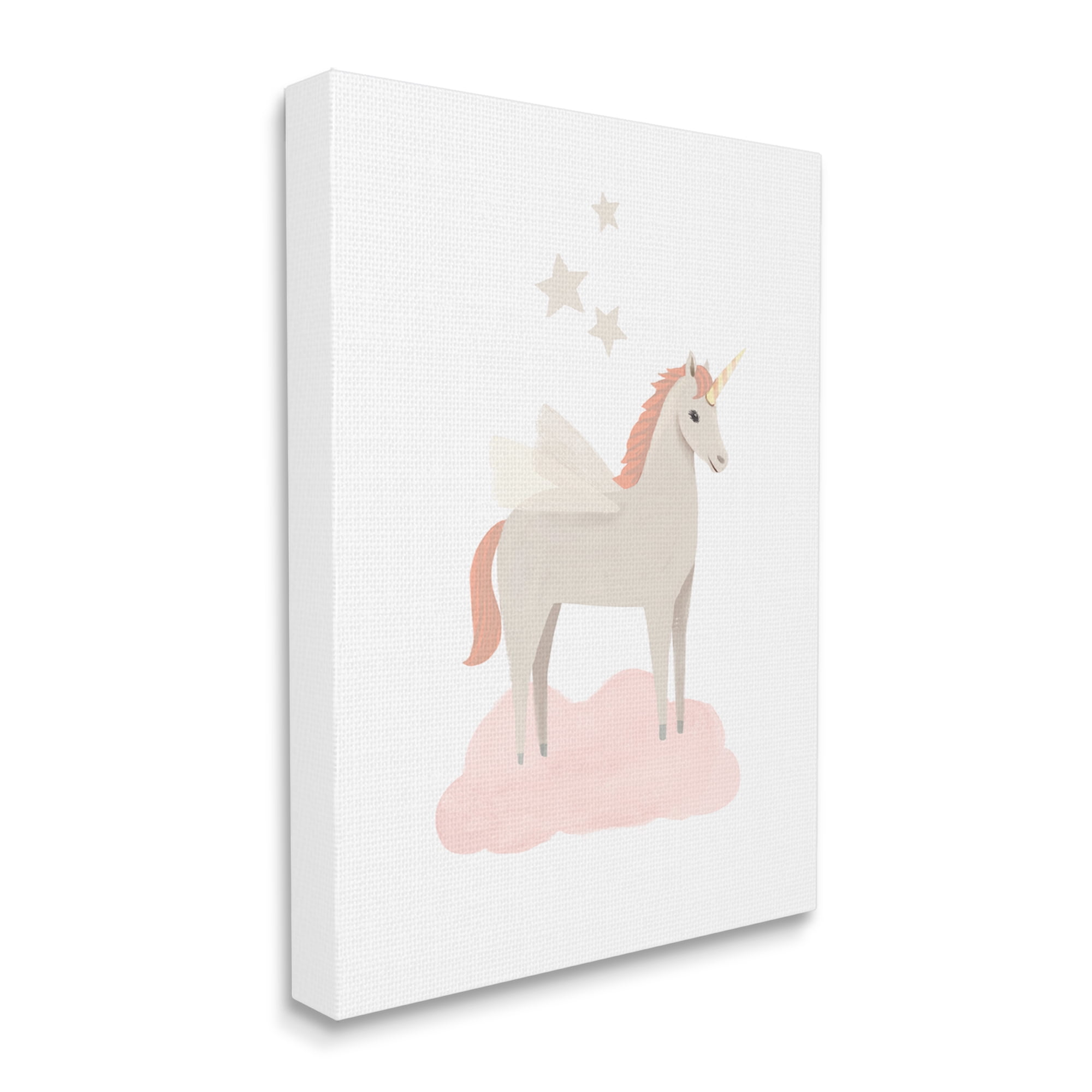 Stupell Industries Unicorn on Pink Cloud Fairy Tales & Fantasy Painting Gallery Wrapped Canvas Print Wall Art, 24 x 30