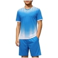 thumbnail image 1 of Odeerbi Niños Niñas Rápido Seco Juego de Entrenamiento de Fútbol Gradiente Geométrico Impresión Cuello En V Camiseta Shorts Conjunto Atlético Para 5-17 Años, 1 of 8