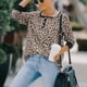 thumbnail image 5 of Blusa de cuello redondo para otoño/invierno, talla XL, lavable a máquina, moderna, con estampado de leopardo y manga larga, 5 of 8