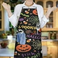 thumbnail image 5 of Halloween Spooky Words and Icons Pattern Apron-Garden Aprons for Women with Pockets-Cotton Linen Waterproof Kitchen Cooking Gardening Aprons Adjustable for Kitchen,Cooking,BBQ and Salon 33"x27", 5 of 7