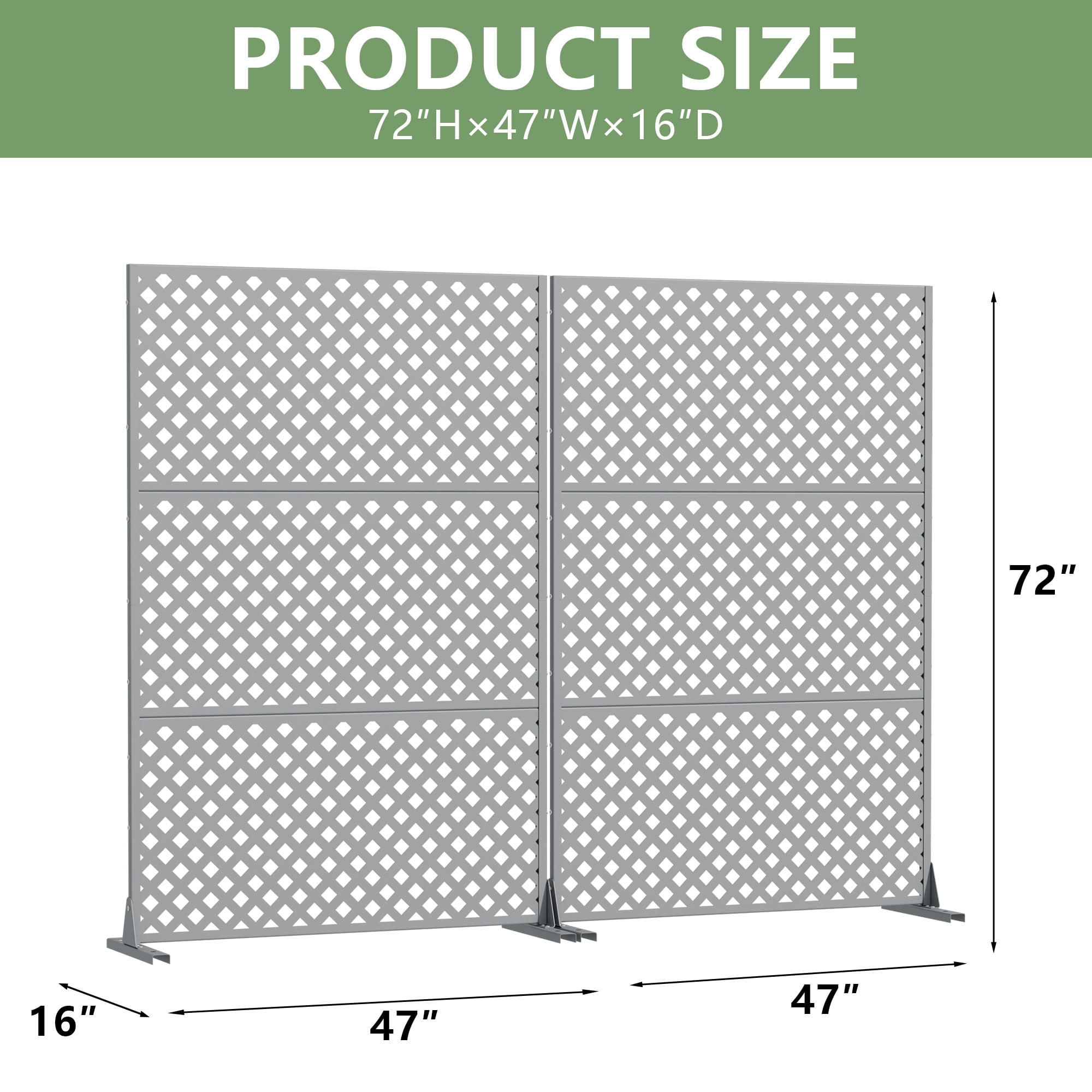 MAYEERTY 3 Panels Outdoor Privacy Screen, Metal Decorative Privacy Fence,2 pcs Privacy Panel for Patio, Balcony, Backyard, Garden