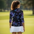 thumbnail image 5 of Uorisanigo Hummingbird Flower Womens 3/4 Sleeve Golf Shirts Fashion Relaxed Quick Dry Athletic Polo Shirts Soft Comfortable Polyester Spandex Fabric Tennis Tops with Zipper Size 2XL, 5 of 7