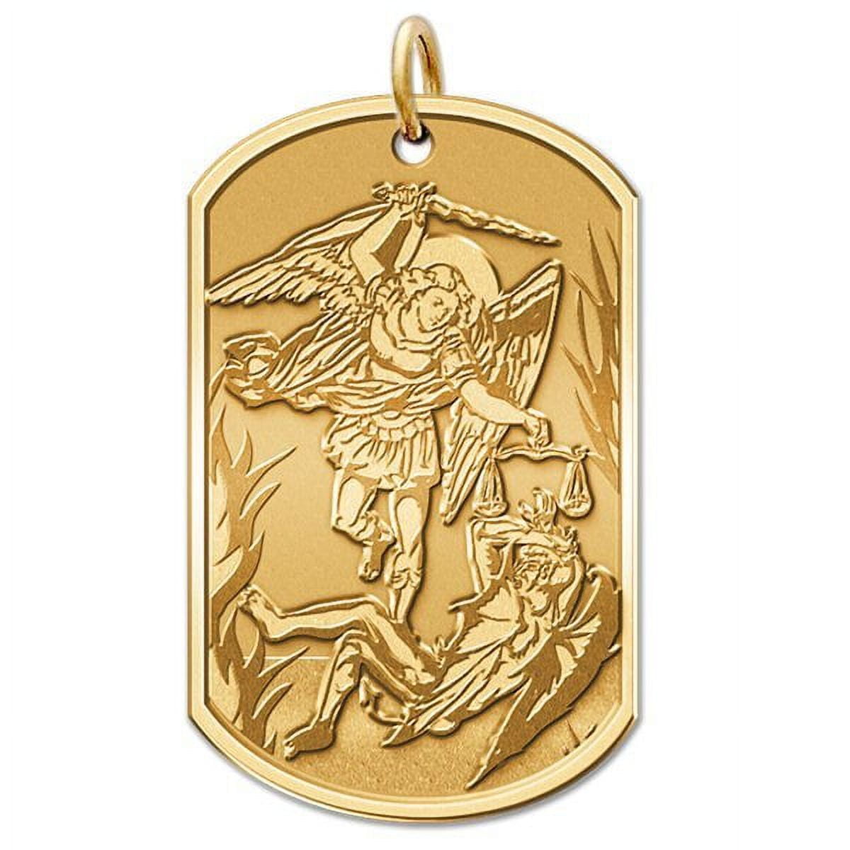 PicturesOnGold.com Saint Michael Doubledside Marines Dogtag Religious Medal Trophies & Awards - 2/3 inch x 1 inch - Unisex Sterling Silver