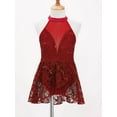 thumbnail image 5 of Alvivi Kids Girls Lace Sequin Dance Dress Halter Sleeveless Leotard Ballet Dancewear, 5 of 7