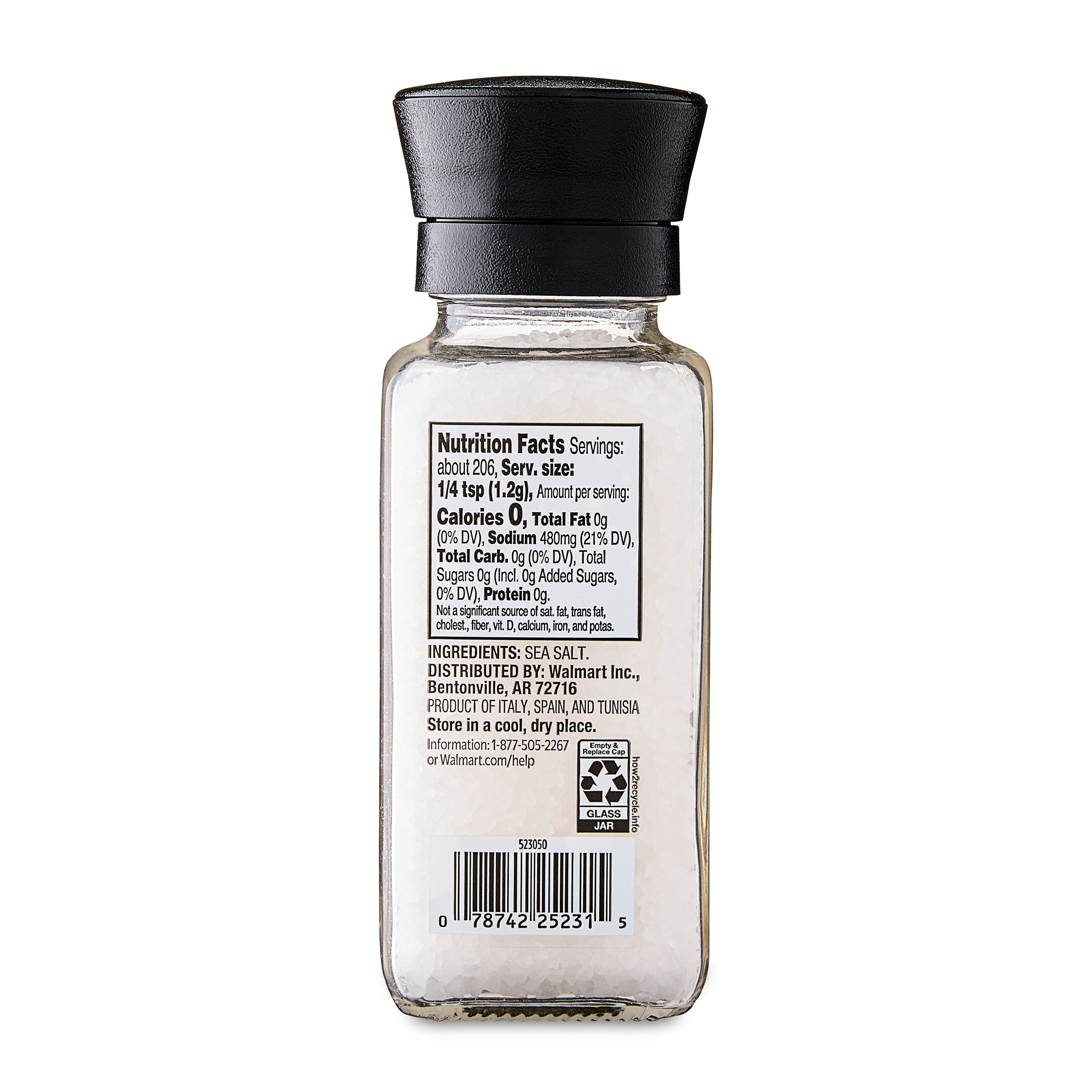 (6 pack) Great Value Mediterranean Sea Salt Grinder, 8.7 oz