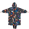 thumbnail image 2 of Oversized Wearable Blanket Hoodie,Bernese Mountain and Flower Sherpa Blanket Hoodie with Super Pockets,Super Warm Fuzzy Pullover for Women & Men, 2 of 6