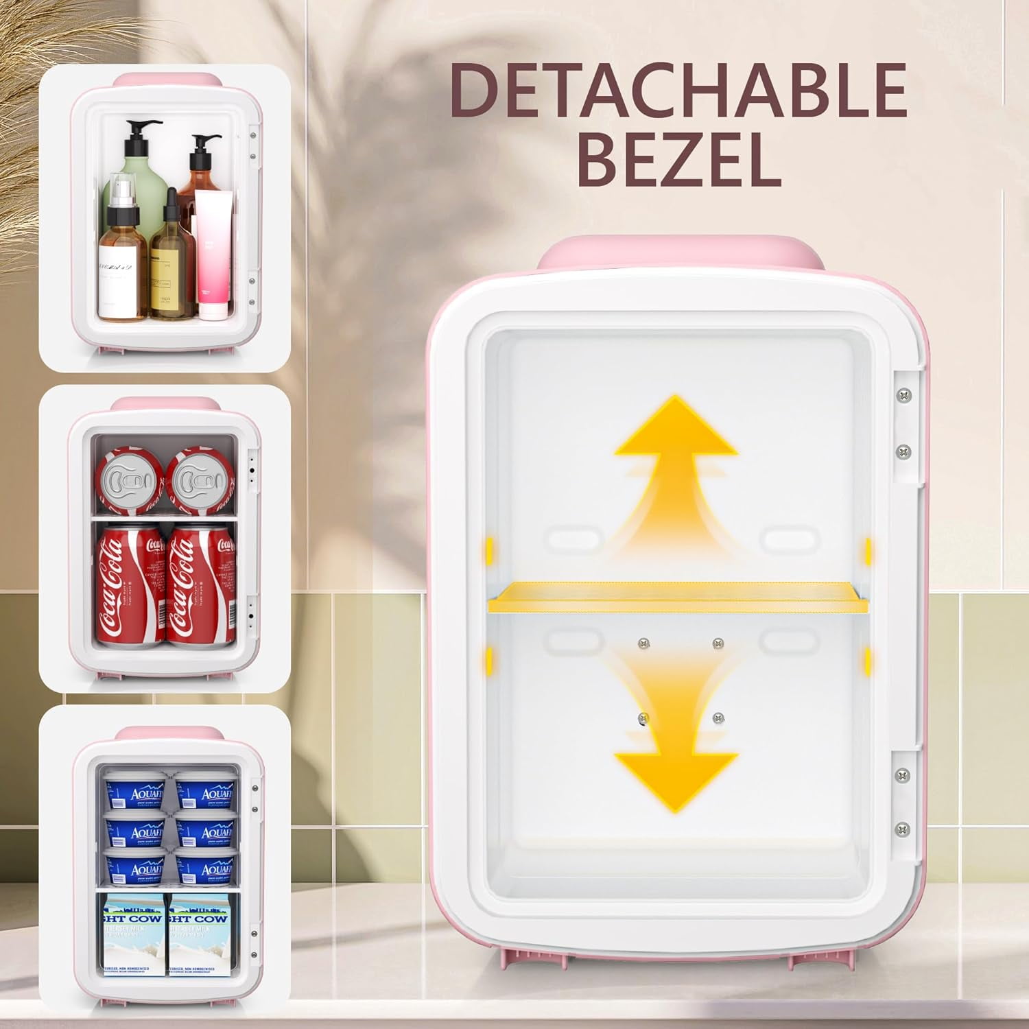 Fridge, 4L Portable Cooler & Warmer for Skincare, Cosmetics, Beverages, Pink