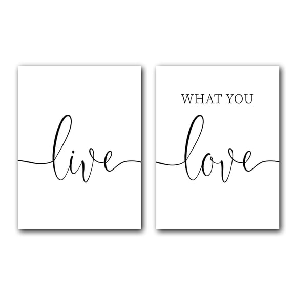 Live What You Love Set of 2 Posters 18 x 24 Inches Minimalist Art Typography Art Bedroom Wall Art Romantic Gift Home Wall Art Poster