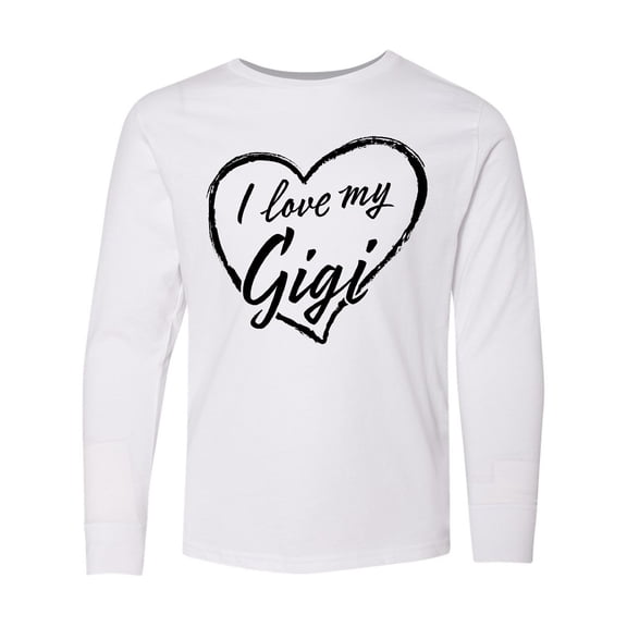 Inktastic I Love My Gigi in Black Chalk Heart Long Sleeve Youth T-Shirt