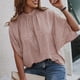 thumbnail image 4 of Camisas informales de manga corta con lazo en la espalda para mujer, holgadas, con manga de murciélago, para uso diario, Rosa M, 4 of 7