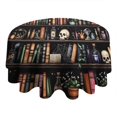 thumbnail image 4 of Black Halloween Skull Book Pattern Round Tablecloth 60"x60",Wrinkle Wipeable Table Cloth for Kitchen Dining Room Picnic Patio Party, 4 of 6